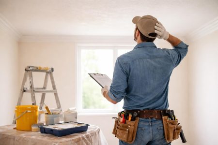 personne-bricolage-examine-plafond-outils-peinture