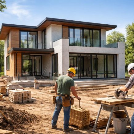 chantier-maison-moderne-ouvriers-arbres