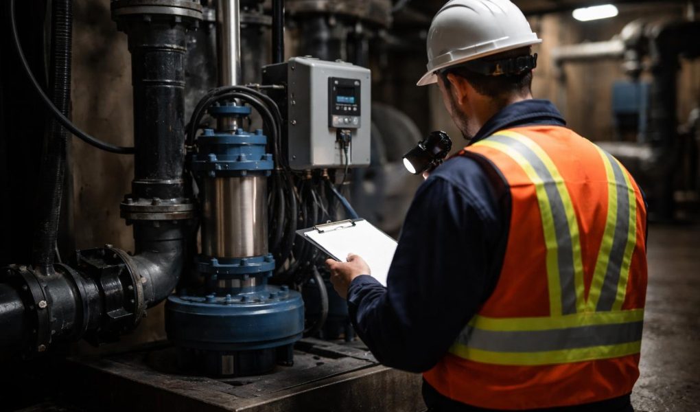 technicien-inspection-pompe-sous-sol-industriel
