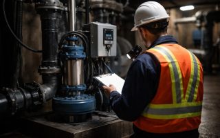 technicien-inspection-pompe-sous-sol-industriel