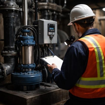 technicien-inspection-pompe-sous-sol-industriel