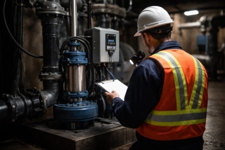 technicien-inspection-pompe-sous-sol-industriel