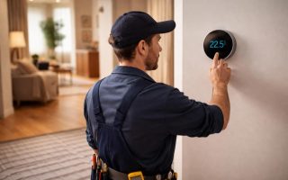 technicien-thermostat-maison-elegante-chauffage-sol