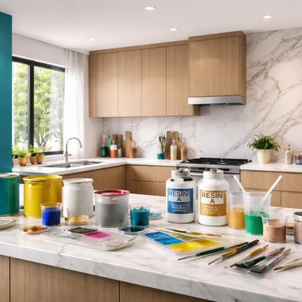 cuisine-moderne-ilot-peinture-resine