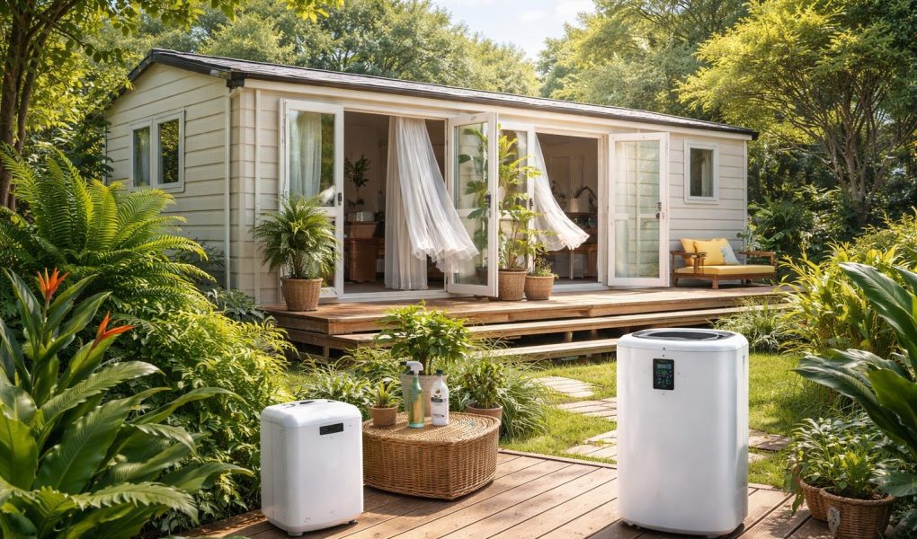 mobil-home-paysage-verdoyant-plantes-luxuriantes