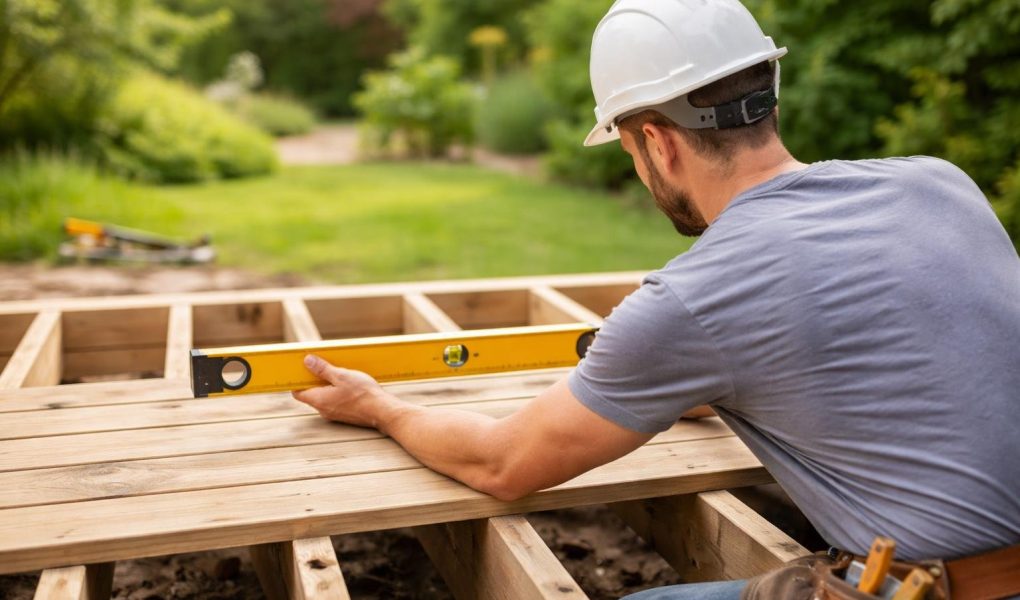 ouvrier-casque-niveau-terrasse-jardin